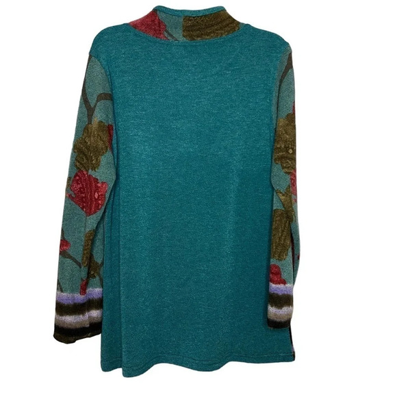 Trisha Tyler sweater flowers green turquoise women’s size small - Picture 3 of 10